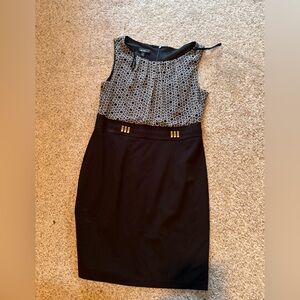 Black and Cream Printed Shell Sheath Dress
